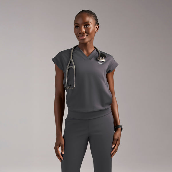 women's Charcoal Mira FORMx V-Neck - Scrub Top™