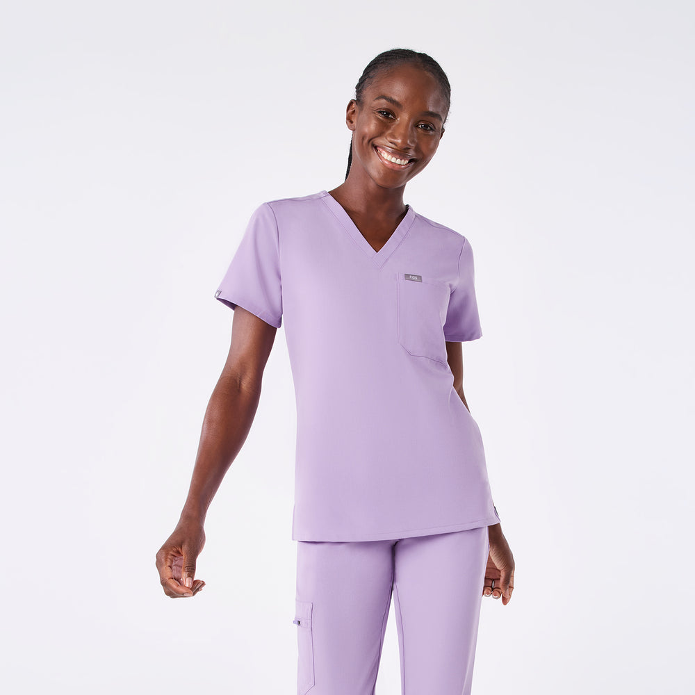 women's Lavender Dew Catarina Petite - One-Pocket Scrub Top™
