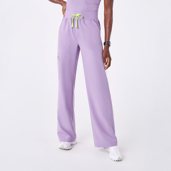 women's Lavender Dew High Waisted Isabel Wide Leg - Scrub Pant