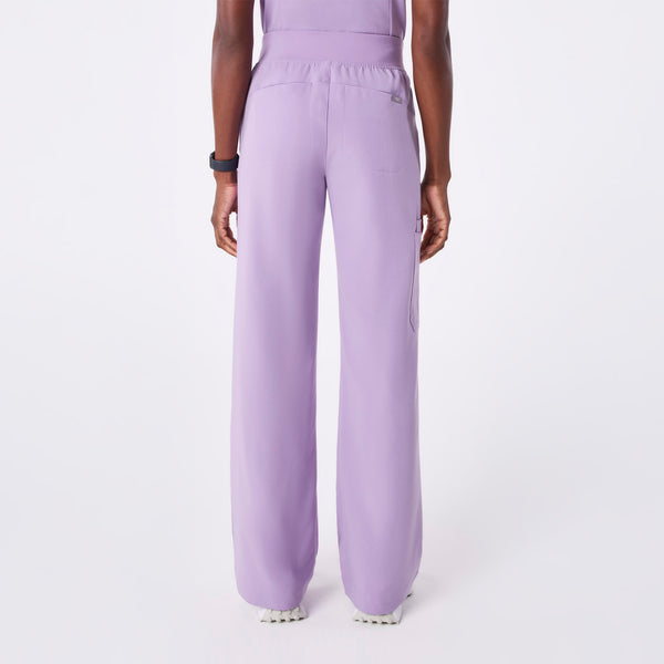 women's Lavender Dew High Waisted Isabel Wide Leg - Scrub Pant