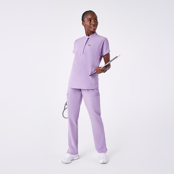 women's Lavender Dew Montex - Mock Neck Scrub Top