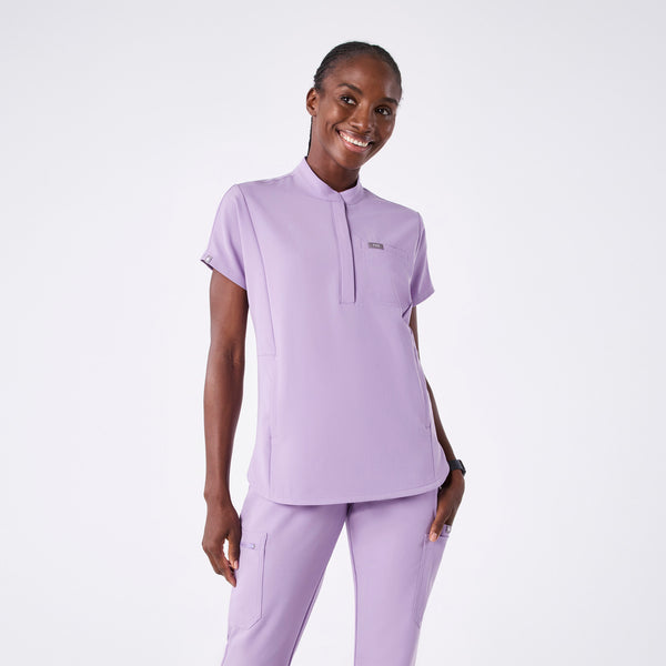 women's Lavender Dew Montex - Mock Neck Scrub Top