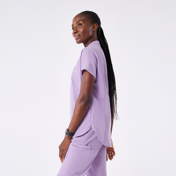 women's Lavender Dew Montex - Mock Neck Scrub Top
