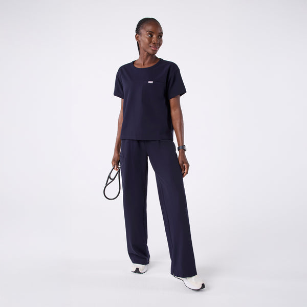 women's Navy Cabral Relaxed Crewneck - Scrub Top