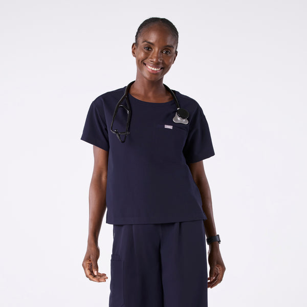 women's Navy Cabral Relaxed Crewneck - Scrub Top