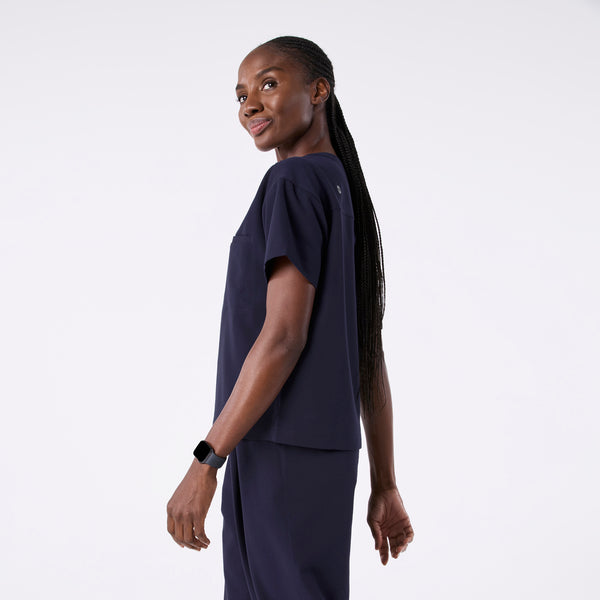 women's Navy Cabral Relaxed Crewneck - Scrub Top