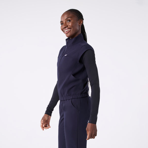 women's Navy Lomita Full Zip - Scrub Top