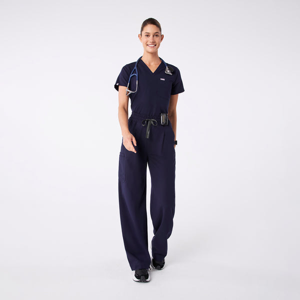 women's Navy Ultra High Rise Shelby Wide Leg - Scrub Pant