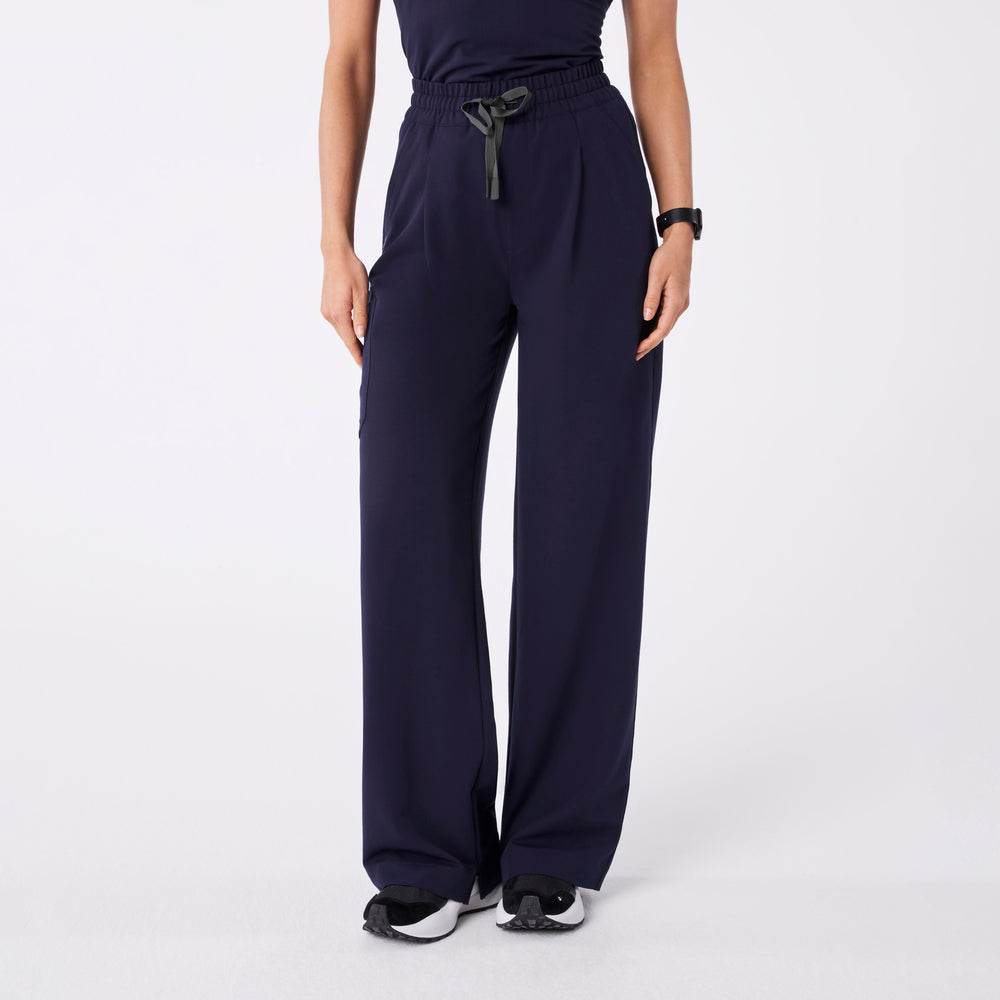 women's Navy Ultra High Rise Shelby Wide Leg - Scrub Pant