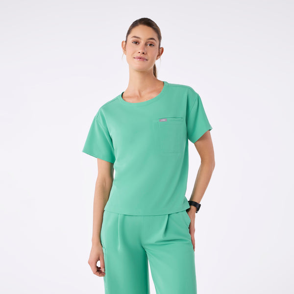 women's Surgical Green Cabral Relaxed Crewneck - Scrub Top
