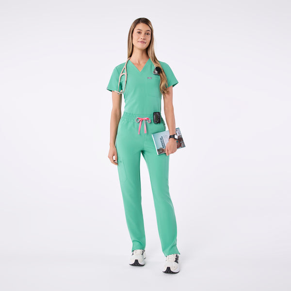 women's Surgical Green High Waisted Dowa - Petite Scrub Pants