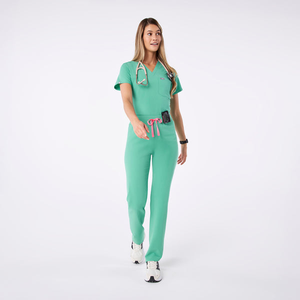 women's Surgical Green High Waisted Livingston - Petite Basic Scrub Pant™