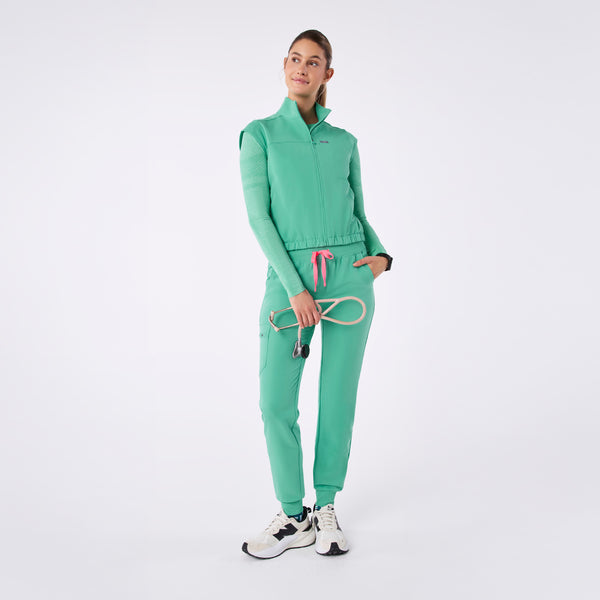 women's Surgical Green Lomita Full Zip - Scrub Top