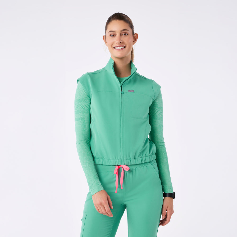women's Surgical Green Lomita Full Zip - Scrub Top