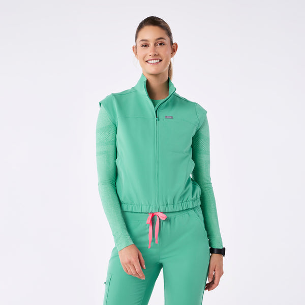 women's Surgical Green Lomita Full Zip - Scrub Top