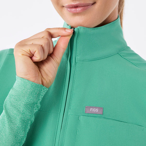 women's Surgical Green Lomita Full Zip - Scrub Top