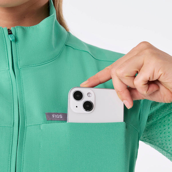 women's Surgical Green Lomita Full Zip - Scrub Top