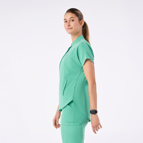 women's Surgical Green Montex - Mock Neck Scrub Top