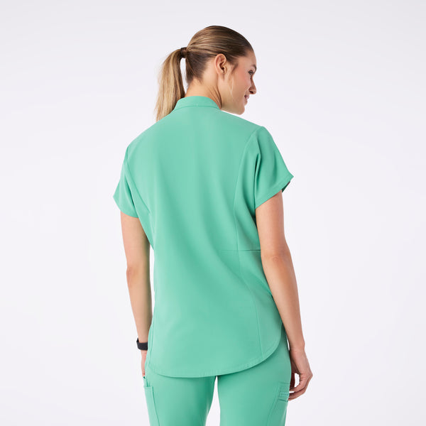 women's Surgical Green Montex - Mock Neck Scrub Top