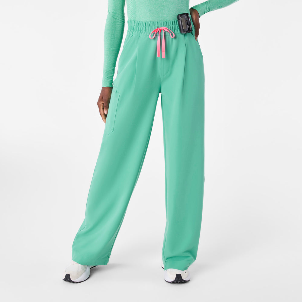 women's Surgical Green Ultra High Rise Shelby Wide Leg - Tall Scrub Pant