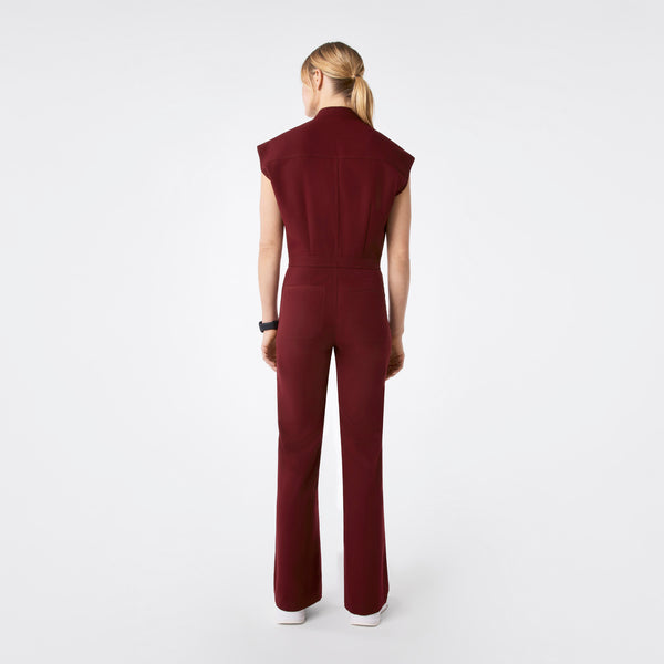 women's Burgundy Rafaela Wide Leg - Tall ScrubJumpsuit™