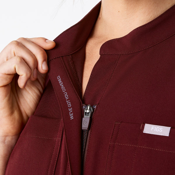 women's Burgundy Rafaela Wide Leg - Petite ScrubJumpsuit™