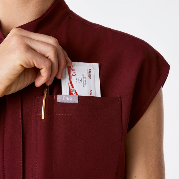 women's Burgundy Rafaela Wide Leg - Petite ScrubJumpsuit™