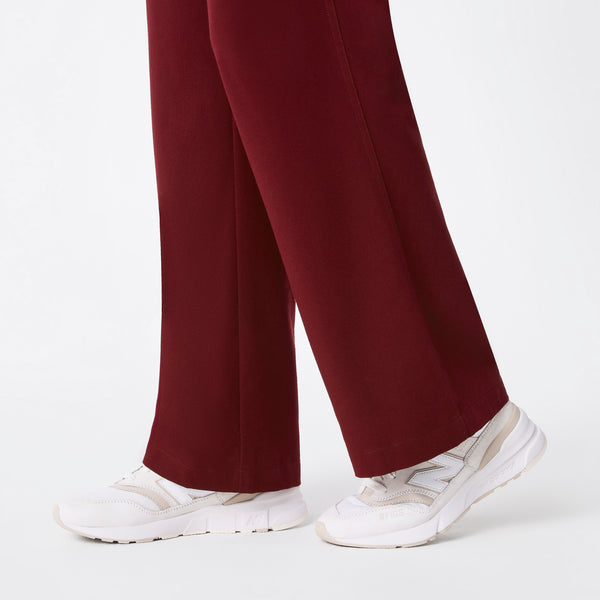 women's Burgundy Rafaela Wide Leg - Petite ScrubJumpsuit™