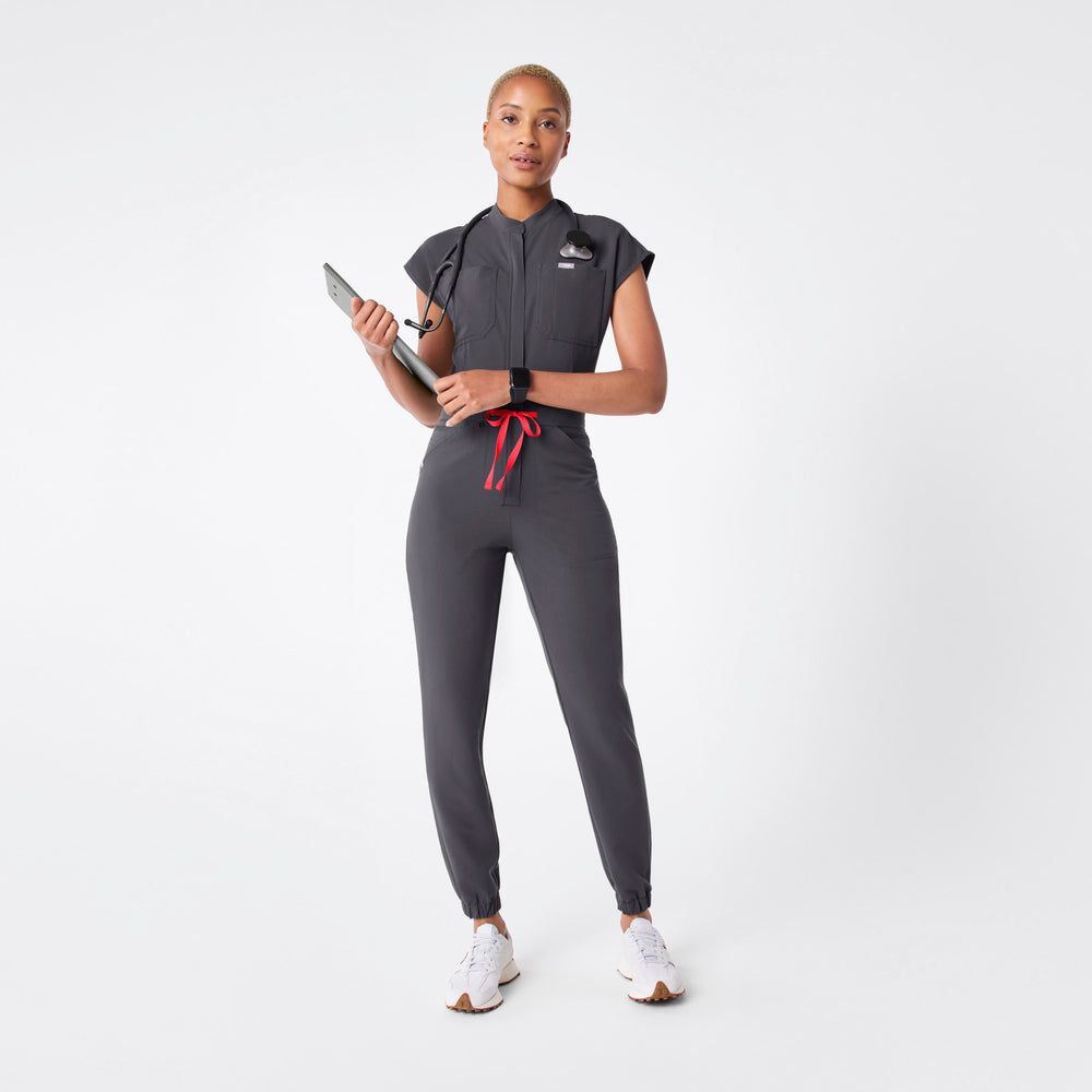women's Charcoal Rafaela Cargo Jogger - Petite ScrubJumpsuit™