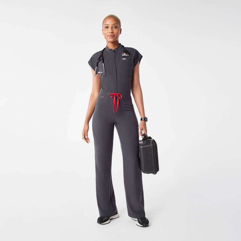 women's Charcoal Rafaela Wide Leg - ScrubJumpsuit™