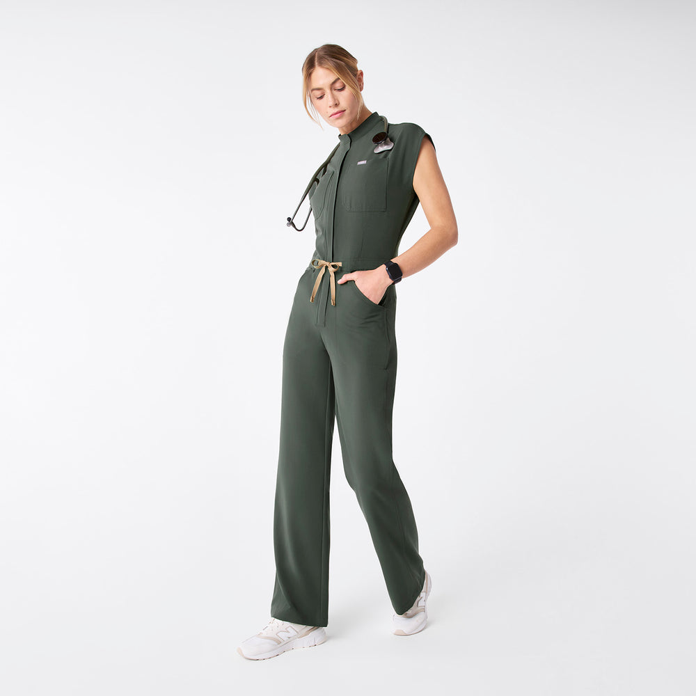 women's Moss Rafaela Wide Leg - Petite ScrubJumpsuit™
