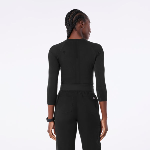 women's Black Salta Seamless - ¾ Sleeve Underscrub