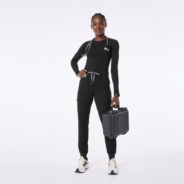 women's Black Salta Seamless Cropped - Longsleeve Underscrub