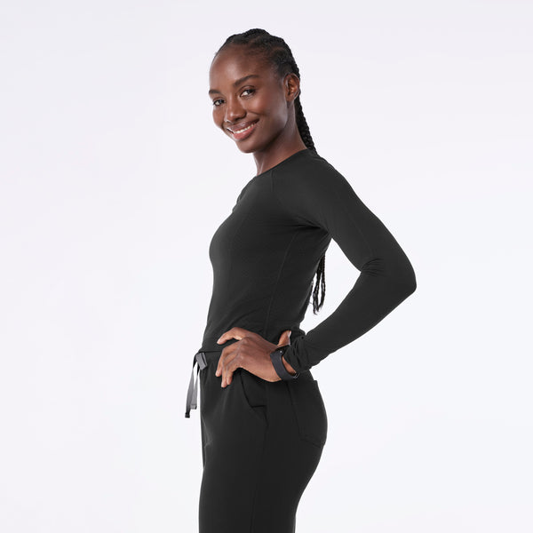 women's Black Salta Seamless Cropped - Longsleeve Underscrub