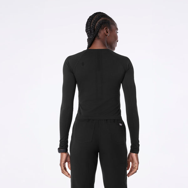 women's Black Salta Seamless Cropped - Longsleeve Underscrub