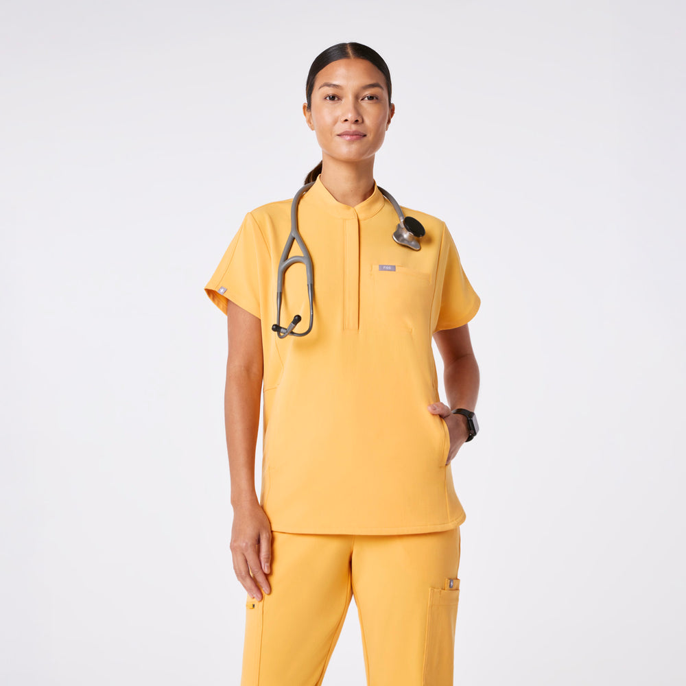 women's Dandelion Montex - Mock Neck Scrub Top
