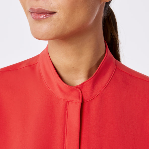 women's Hibiscus Montex - Mock Neck Scrub Top