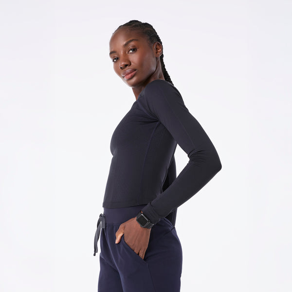 women's Navy Salta Seamless Cropped - Longsleeve Underscrub
