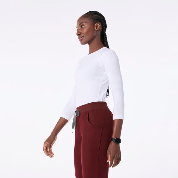 women's White Salta Seamless - ¾ Sleeve Underscrub