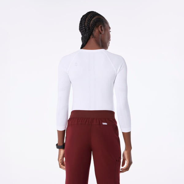 women's White Salta Seamless - ¾ Sleeve Underscrub