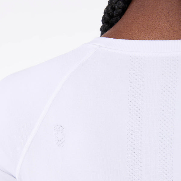 women's White Salta Seamless Cropped - Longsleeve Underscrub