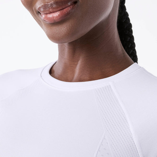 women's White Salta Seamless Cropped - Longsleeve Underscrub
