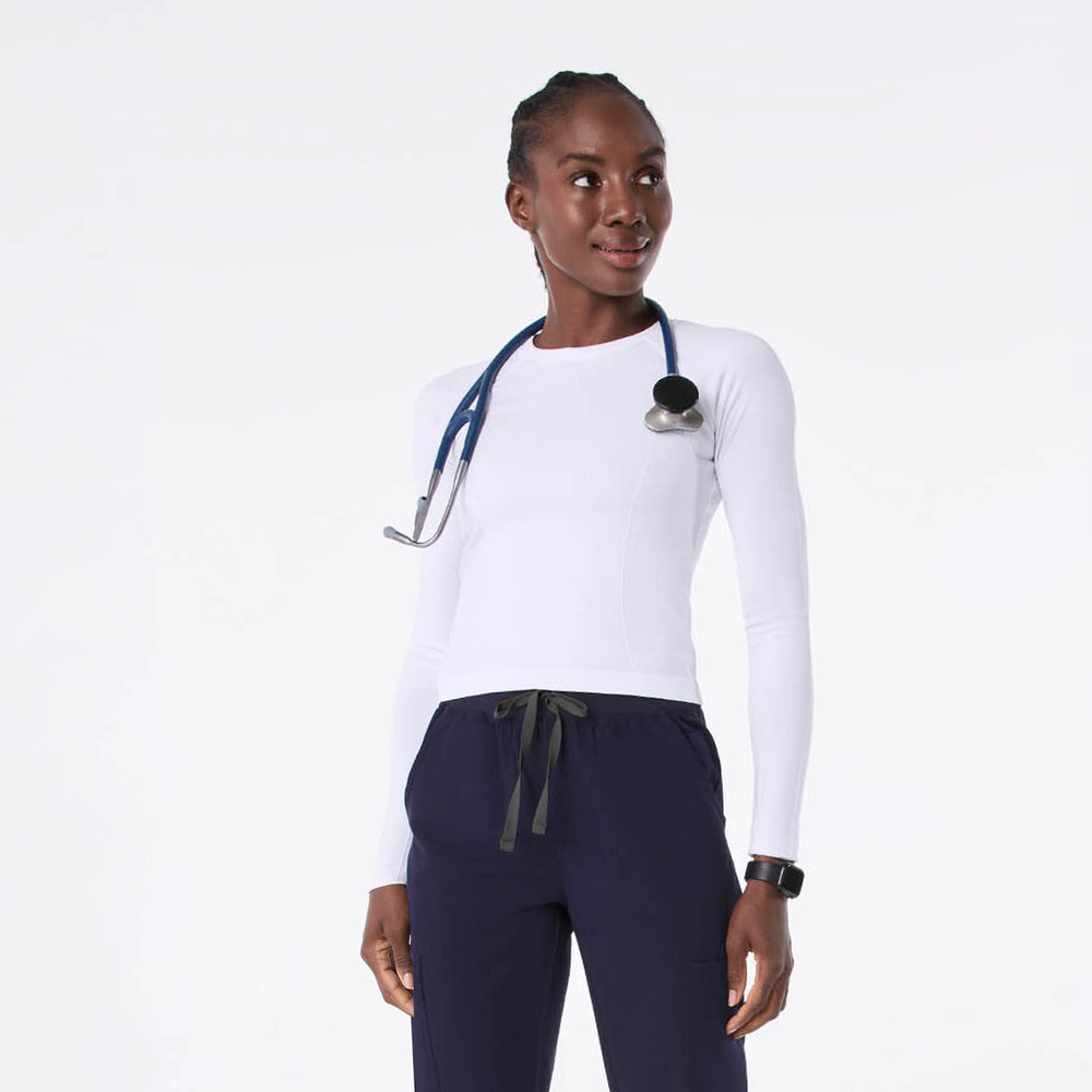 women's White Salta Seamless Cropped - Longsleeve Underscrub