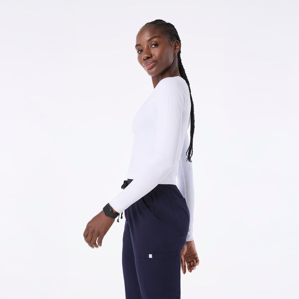 women's White Salta Seamless Cropped - Longsleeve Underscrub