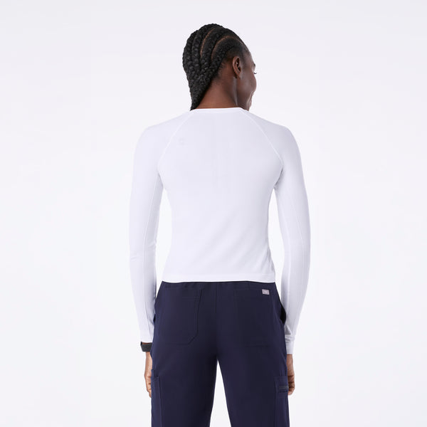 women's White Salta Seamless Cropped - Longsleeve Underscrub