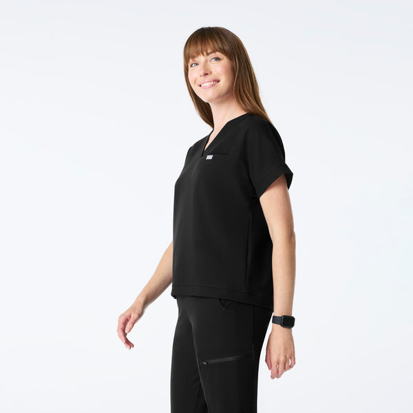 women's Black Carlota Relaxed V-Neck - Scrub Top