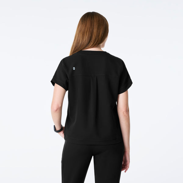 women's Black Carlota Relaxed V-Neck - Scrub Top