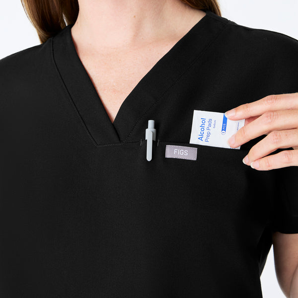 women's Black Carlota Relaxed V-Neck - Scrub Top
