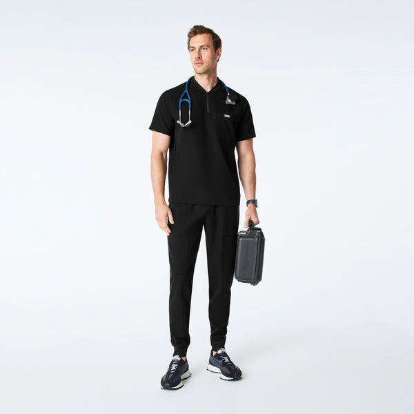 men's Black Dayton ¼ Zip - Scrub Top