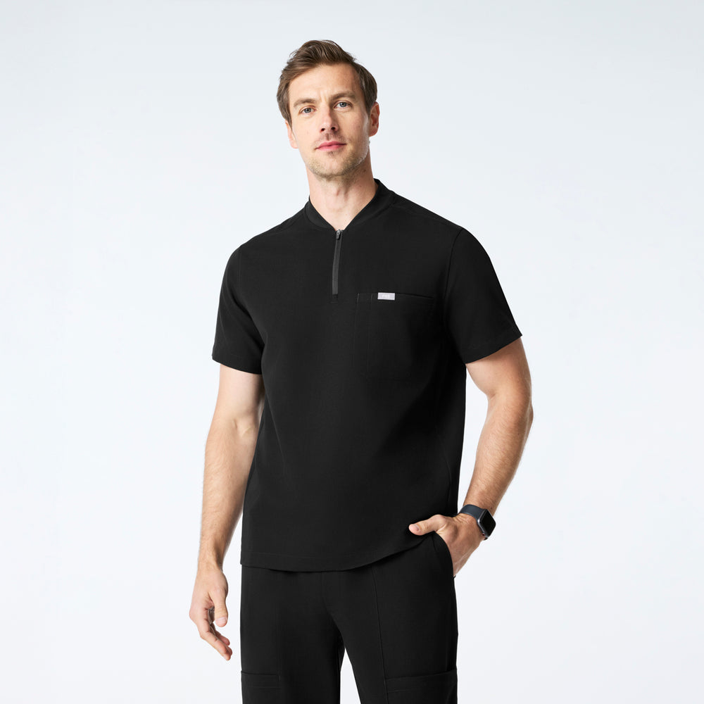 men's Black Dayton ¼ Zip - Scrub Top